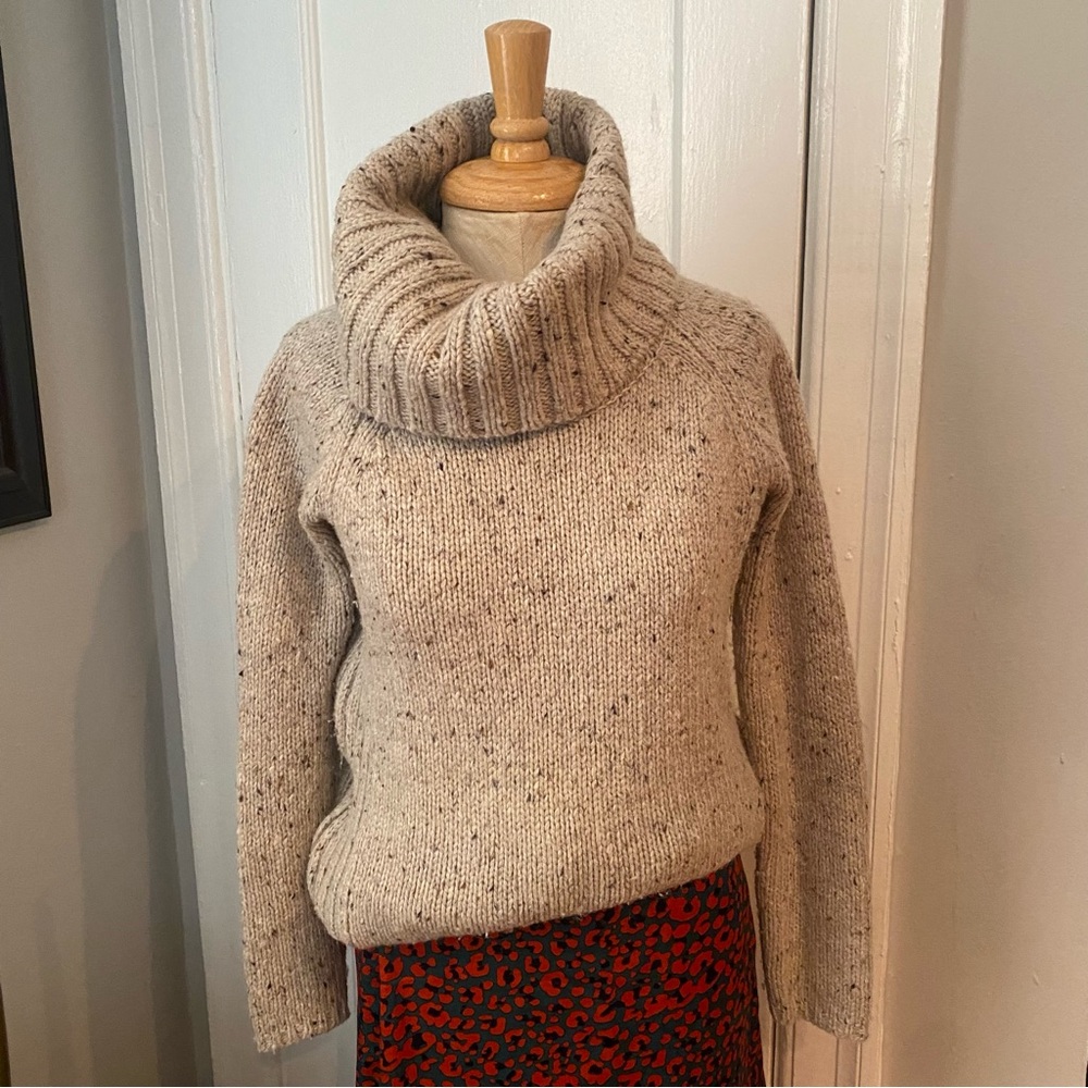 Cynthia Rowley oat oversize chunky turtleneck curved hem  side zipper closures S